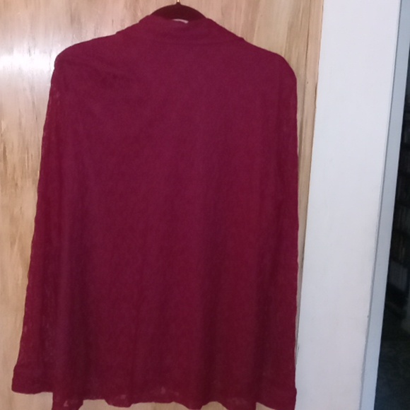 Laura Scott Lace Blouse, Burgundy, Size XL, Pre-owned - Picture 3 of 10